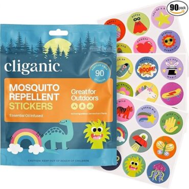 CLIGANIC CALCOMANÍAS REPELENTES DE MOSQUITOS PARA NIÑOS (PAQUETE DE 90)