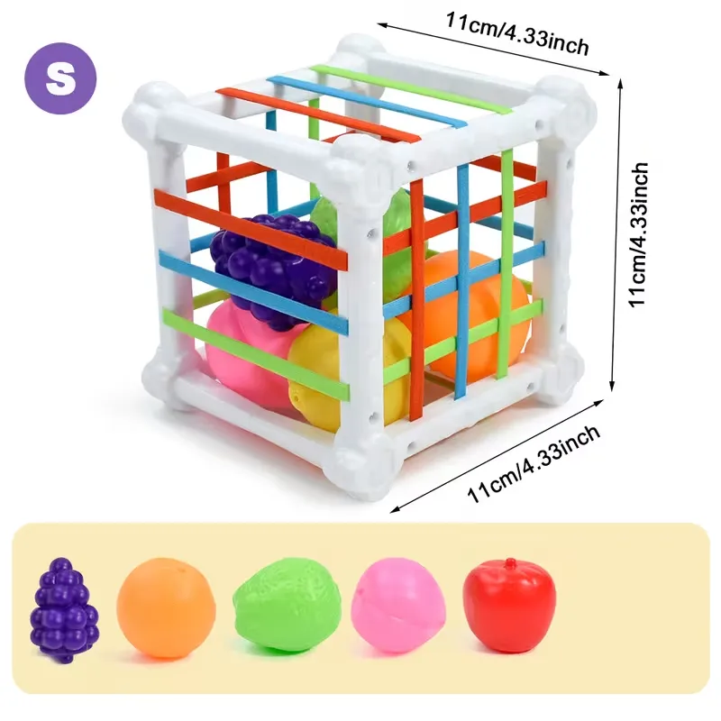 CUBO CLASIFICADOR DE FORMAS SENSORIAL CON FRUTAL DE COLORES - Imagen 2