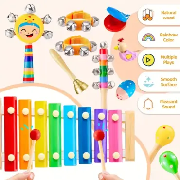 KIT DE INSTRUMENTOS MUSICALES DE MADERA