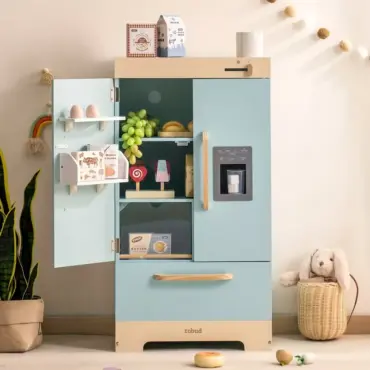 REFRIGERADOR DE MADERA CON PUERTA MAGNÉTICA